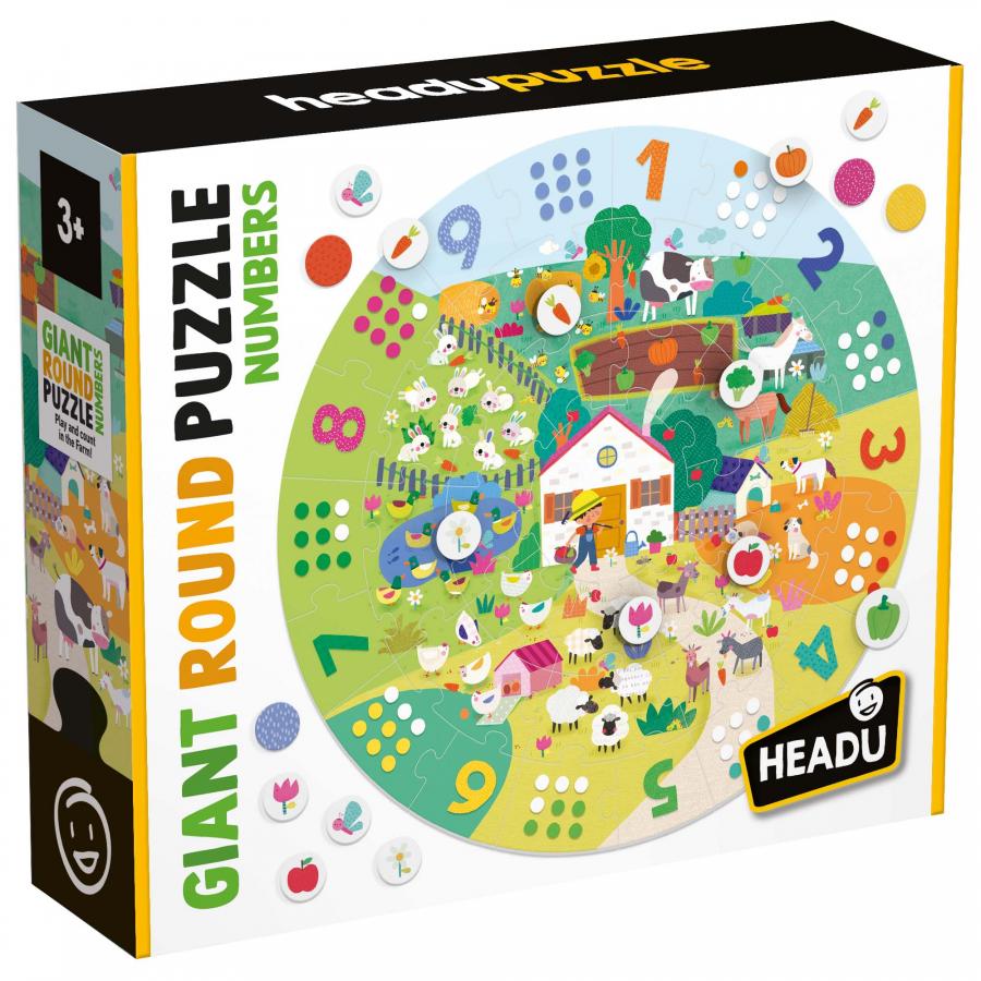 Puzzle educativ, Headu, Numere, 37 piese