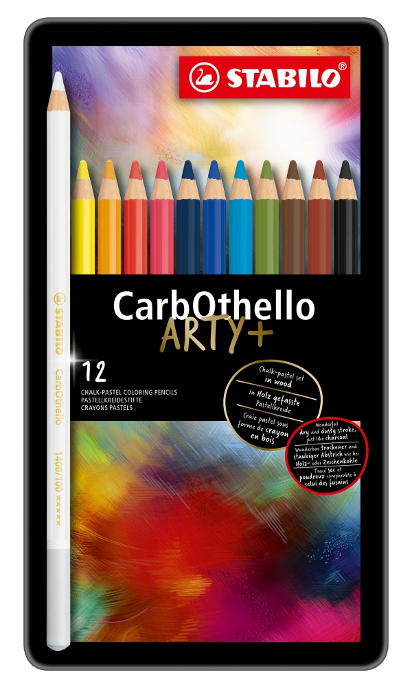 Set 12 creioane colorate Stabilo CarbOthello, cutie metal