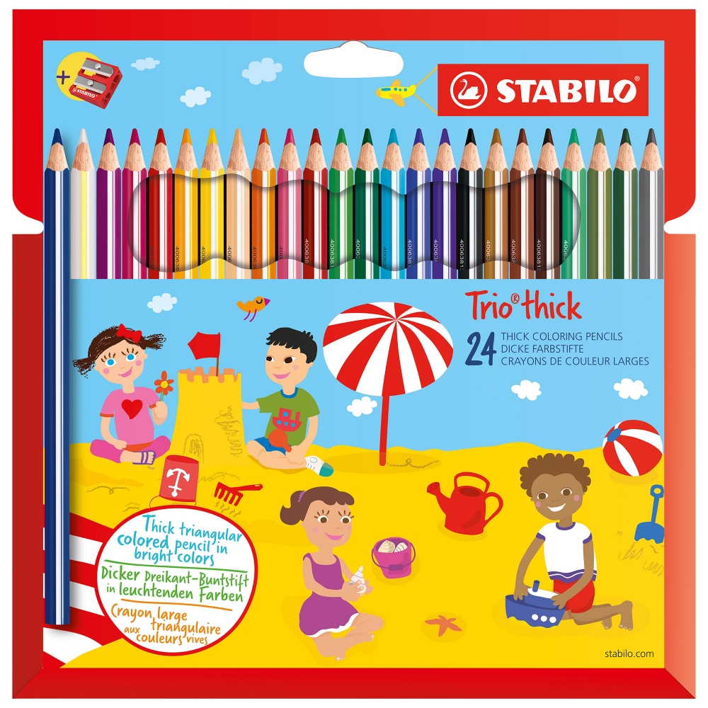 Set creioane colorate, Stabilo, TRIO thick ergonomic, 24 culori