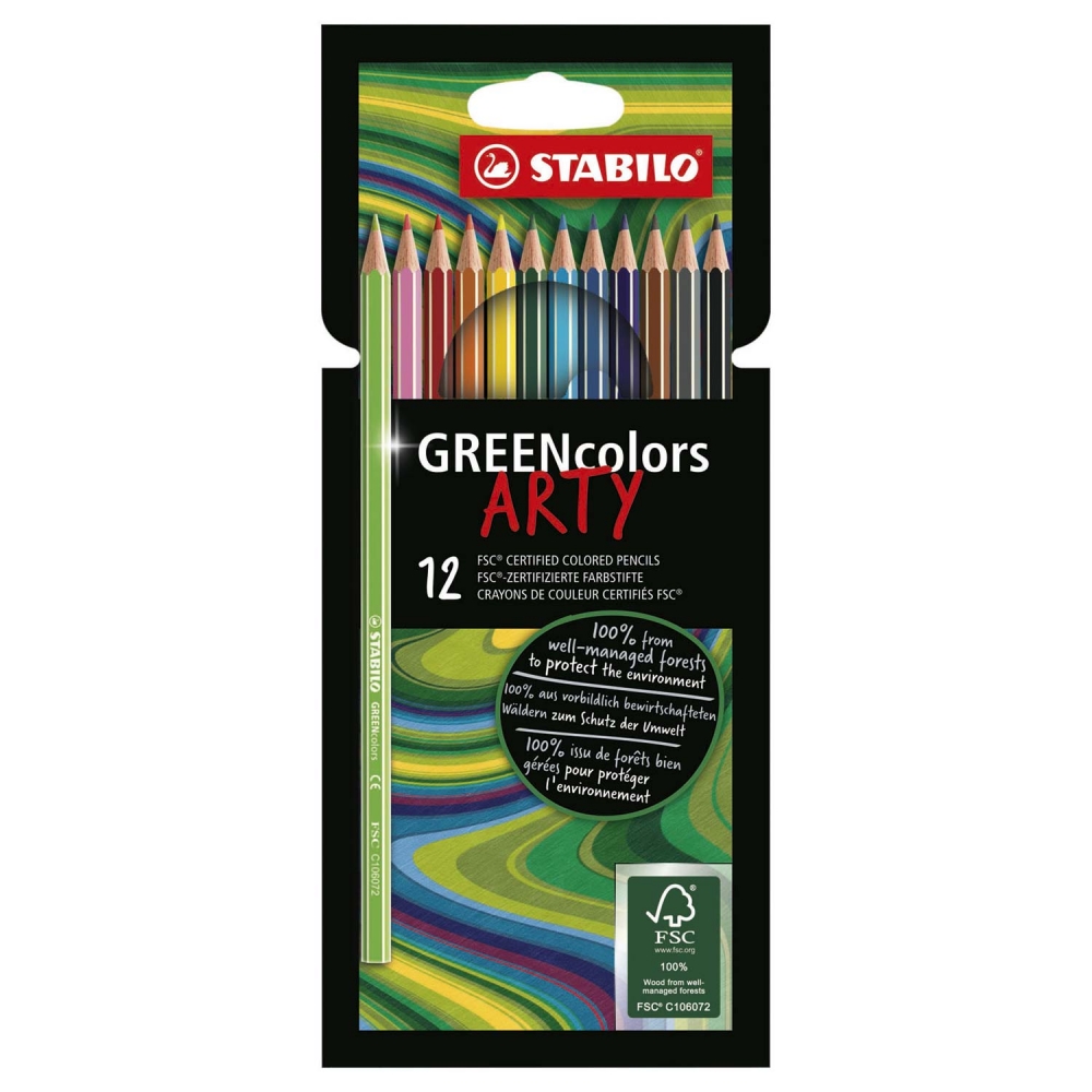 Set 12 creioane colorate, STABILO,ARTY, Multicolor