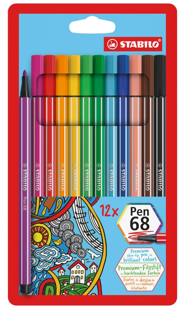 Marker Stabilo Pen 68, 12buc/set