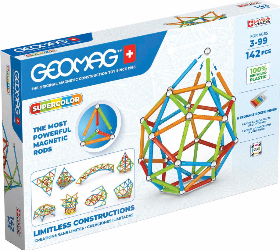 Constructor magnetic, Geomag, Supercolor, 142 de piese
