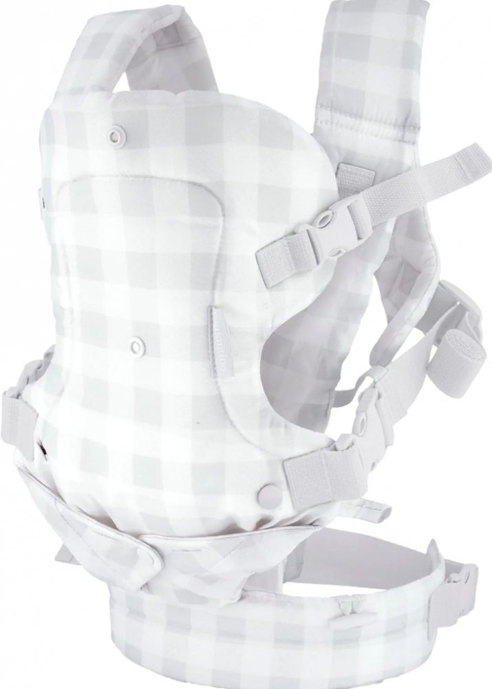 Marsupiu ergonomic pentru bebeluși, Infantino, 4 în 1, gri în carouri, de la 3,6 la 14,5 kg