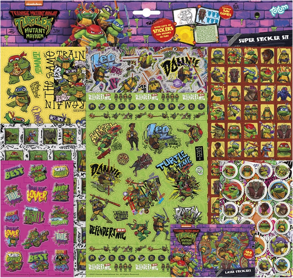 Set super autocolante, Totum, Teenage Mutant Ninja Turtles, 10 piese