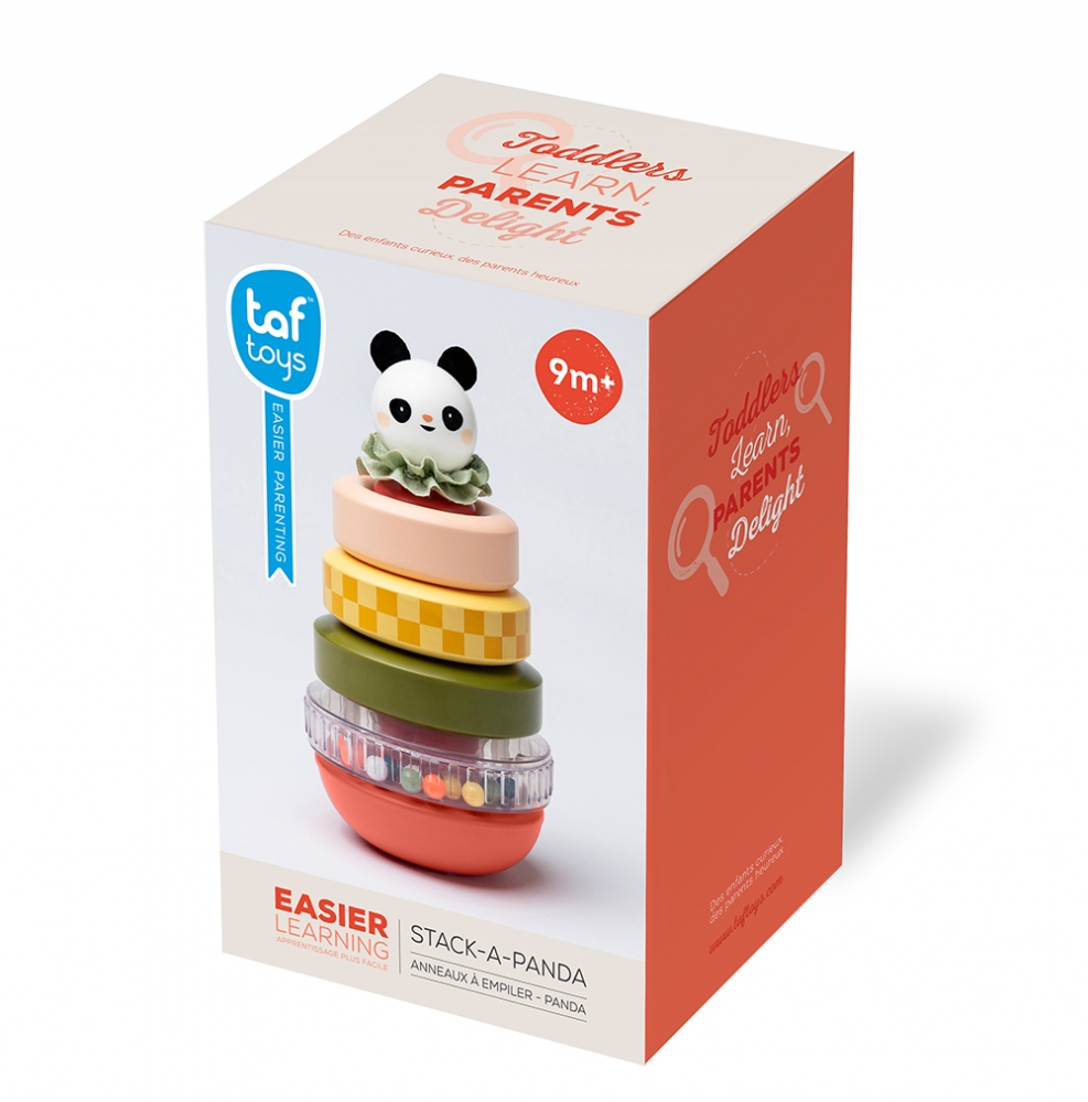 Jucărie pentru bebeluși, Taf Toys, Turn cu inele pentru înșirat, Panda