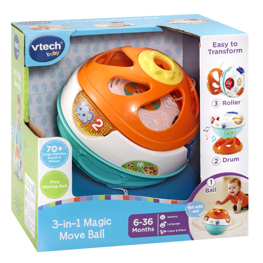 Jucarie interactiva, Vtech, Minge magica 3 in 1, 14 cm