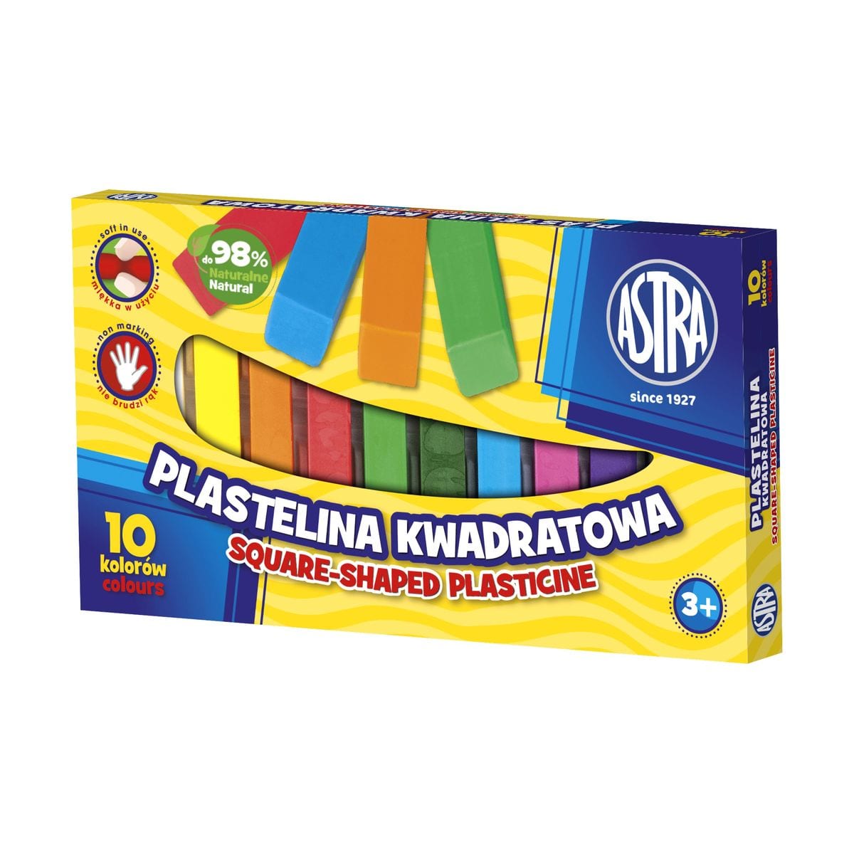 Комплект пластилин, Astra, Квадратен, 10 цвята
