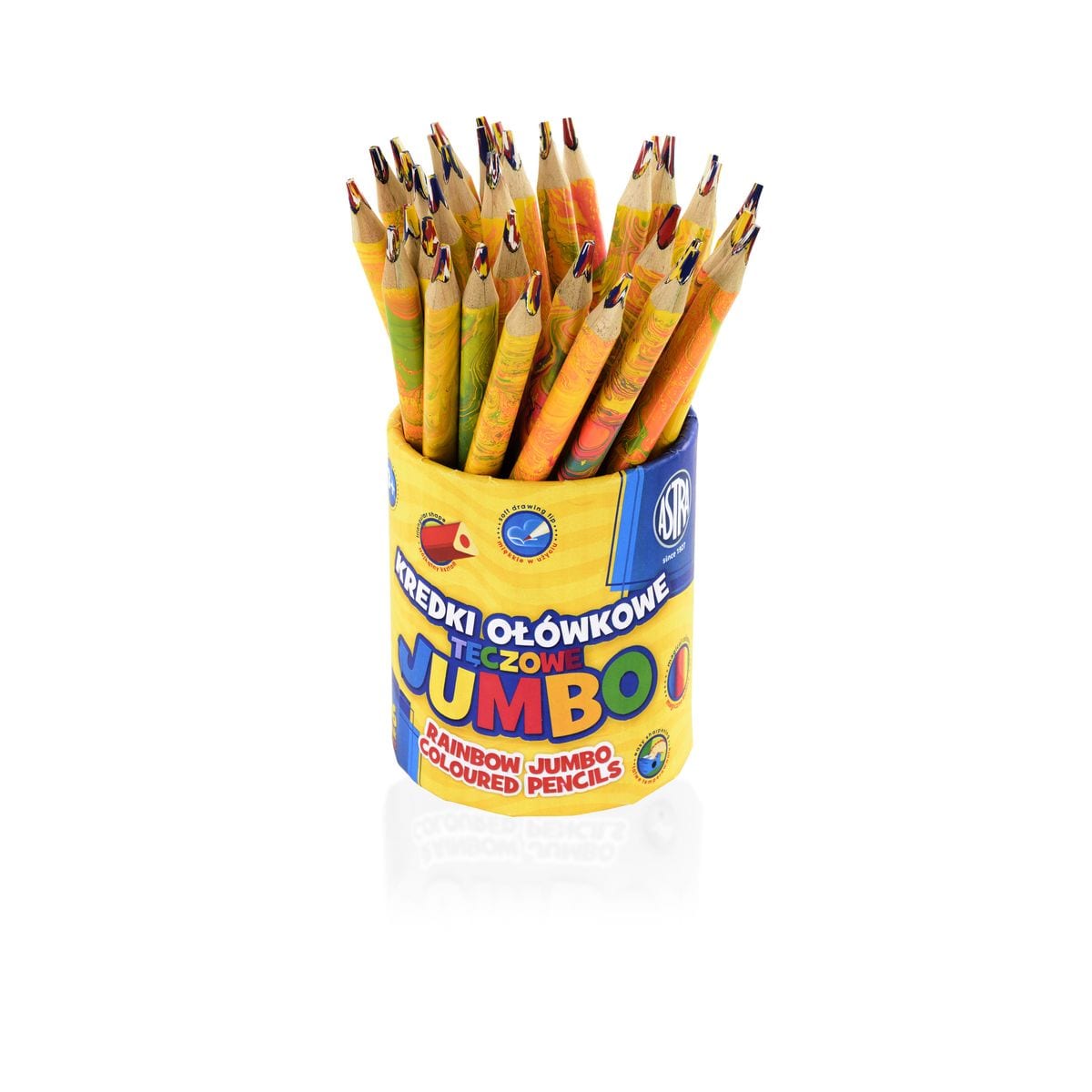 Комплект триъгълни моливи, Astra, Jumbo, Цветовете на дъгата, 36 цвята