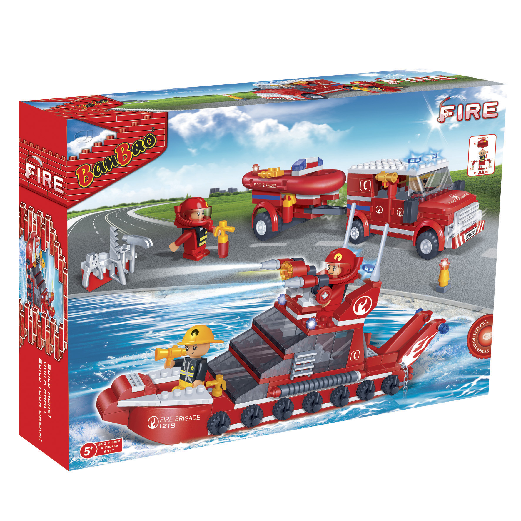 Constructor Ban Bao - Fire truck and boat - 392 parts
