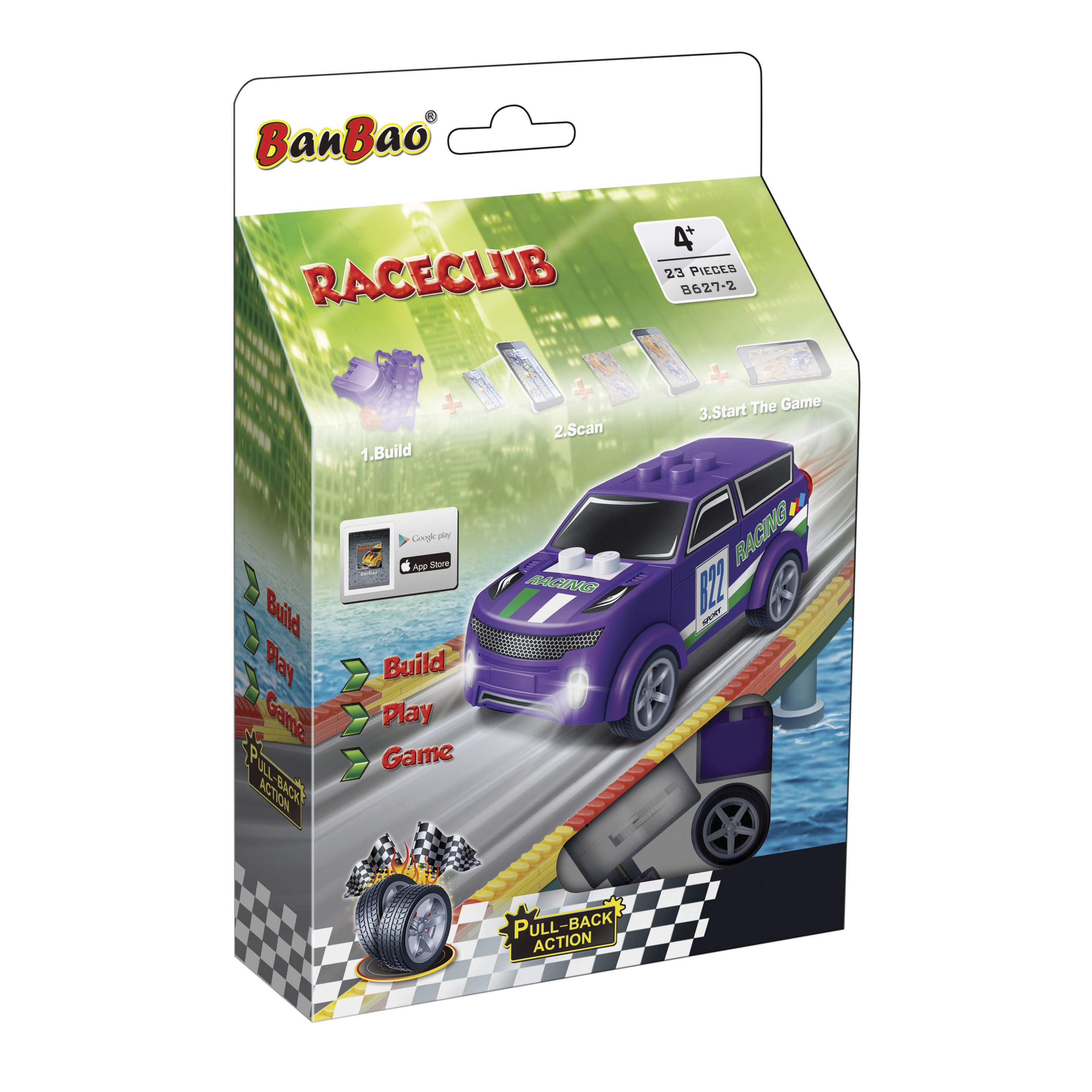 Constructor, BanBao, Mini Pullback Cart, Purple, 26 pieces