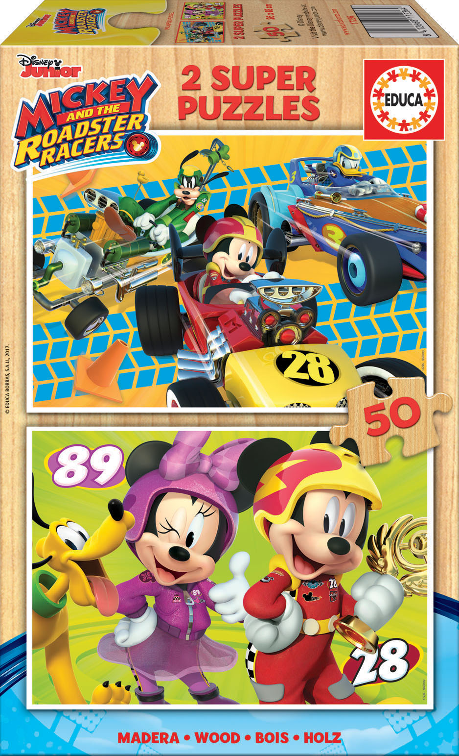 Wooden puzzle, Educa, Mickey and friends 2 in 1, 2x50 pieces