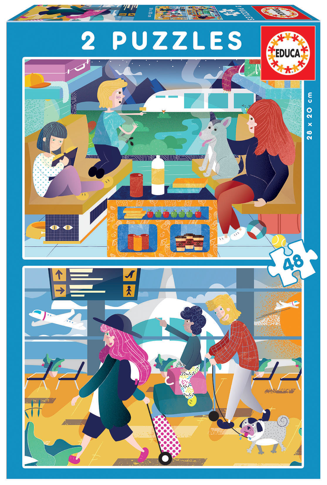 Puzzle, Educa, Airport and train 2 in 1, 2x48 pieces