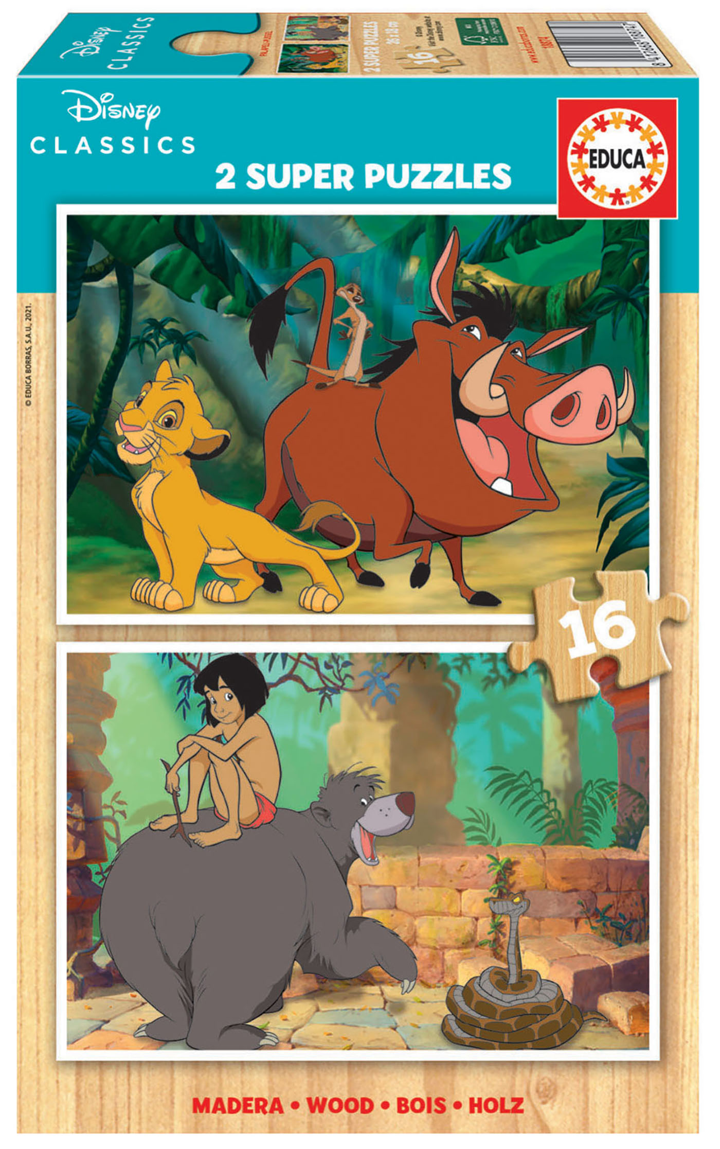 Дървен пъзел, Educa, Disney Classics, 2 х 16 части