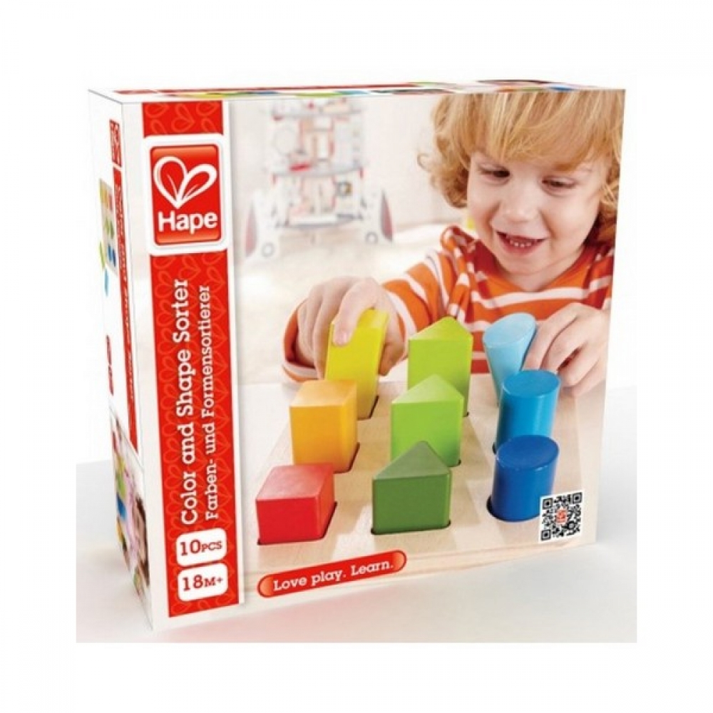 Дървен комплект, Hape, Геометрично подреждане на фигурки, 10 части