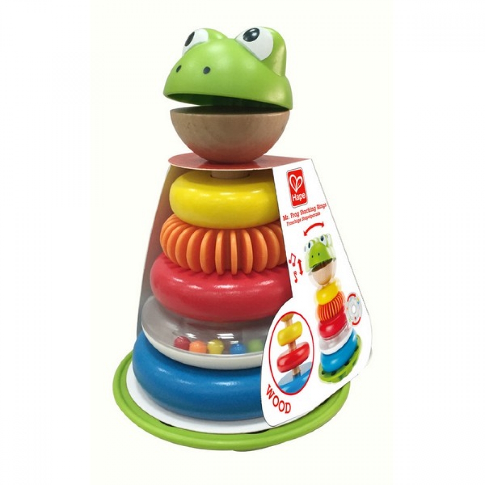 Дървена играчка за подреждане, Hape, Жабка