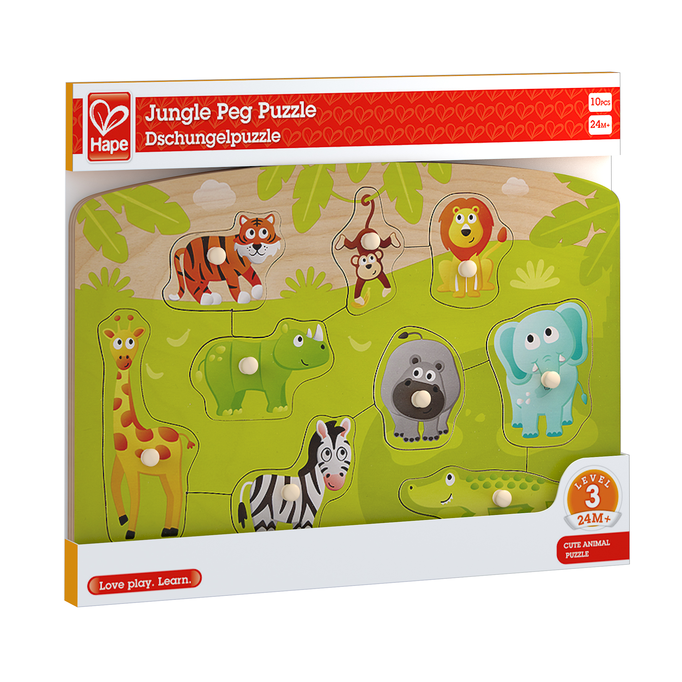 Дървен пъзел, Hape, Диви животни, 10 части