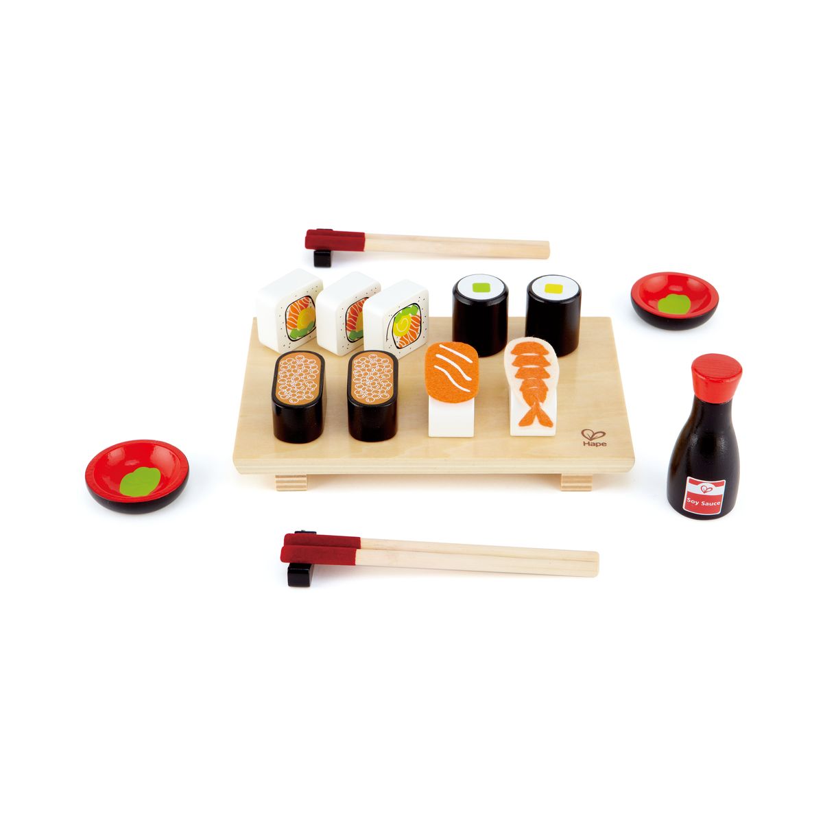 Дървен готварски комплект, Hape, Суши, 21 части