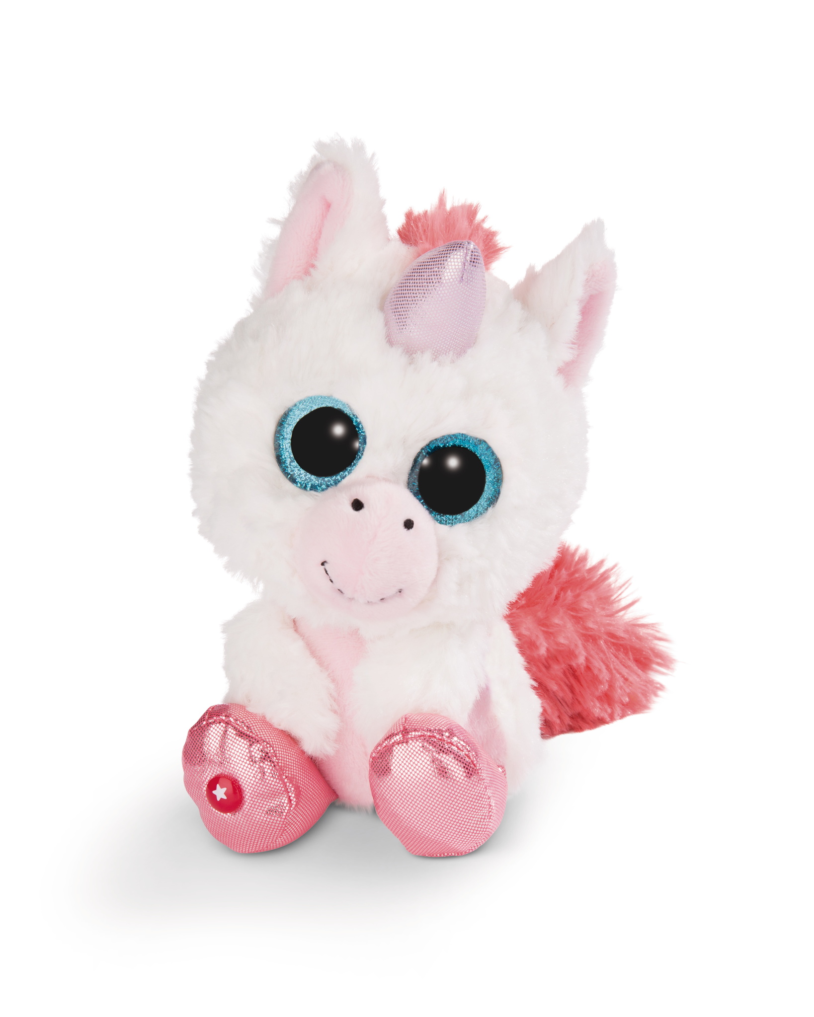 Jucarie de plus, Nici, Model Unicorn, 15 cm, Alb/Roz