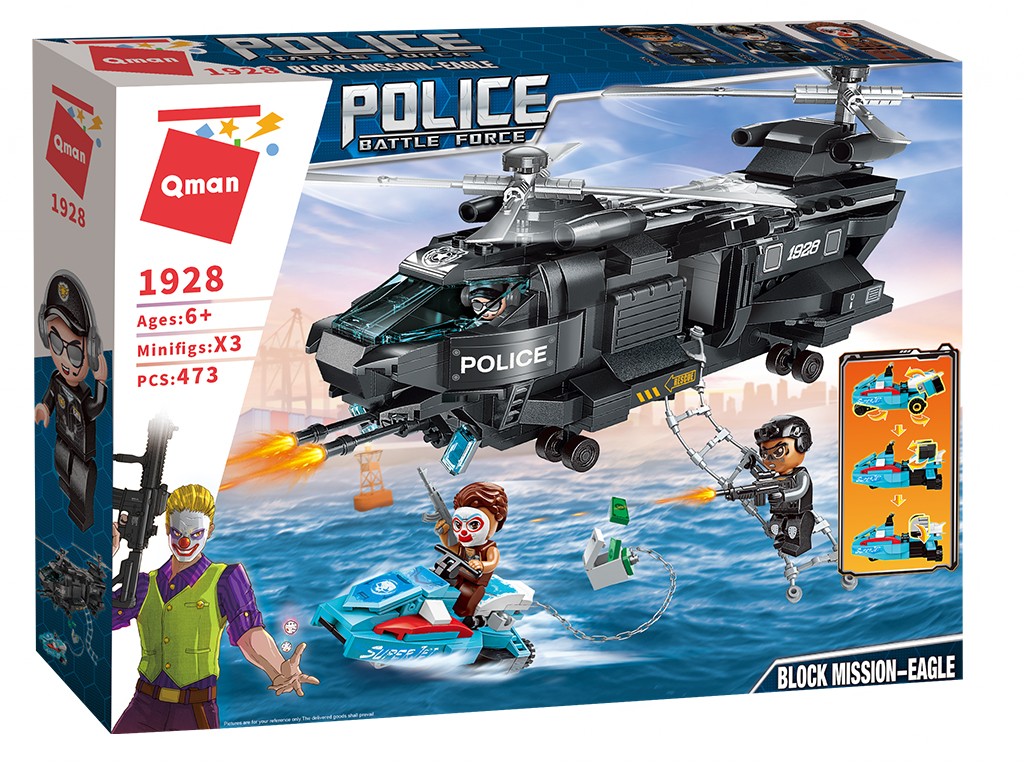 Set constructie Qman Elicopter militar, 473 piese