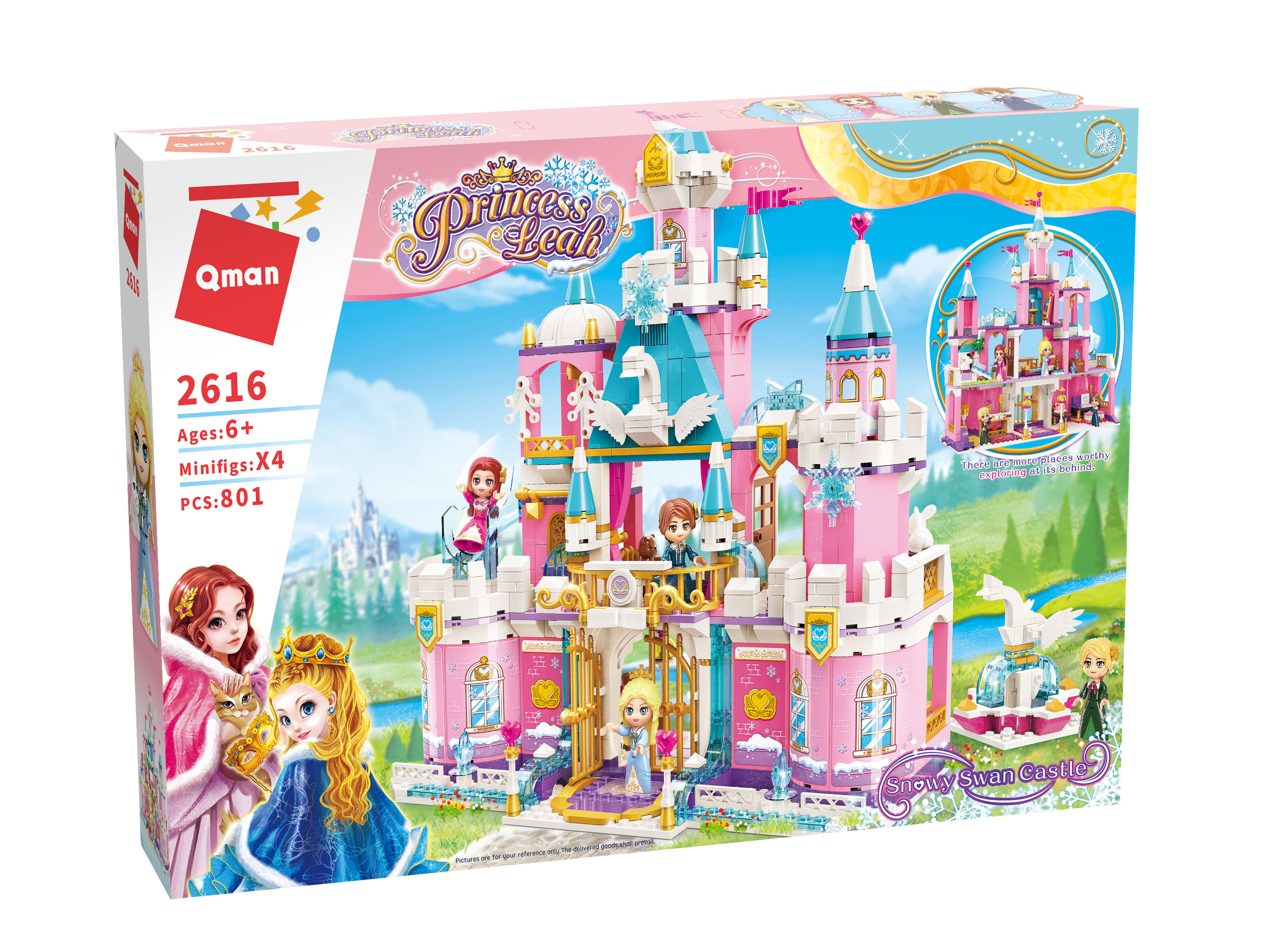 Set de construit castel, Qman, Uriasul palat al printesei, 801 piese, 6+, Multicolor