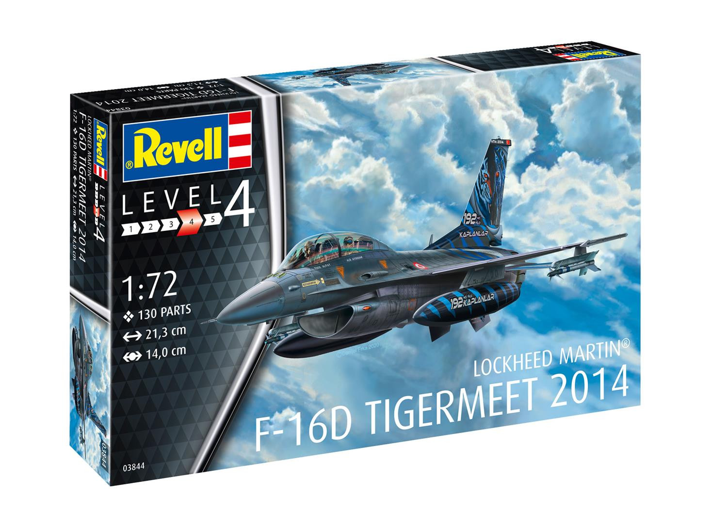 Assembly model, Revell, Lockheed Martin F-16D Tigermeet 2014 fighter, 130 parts