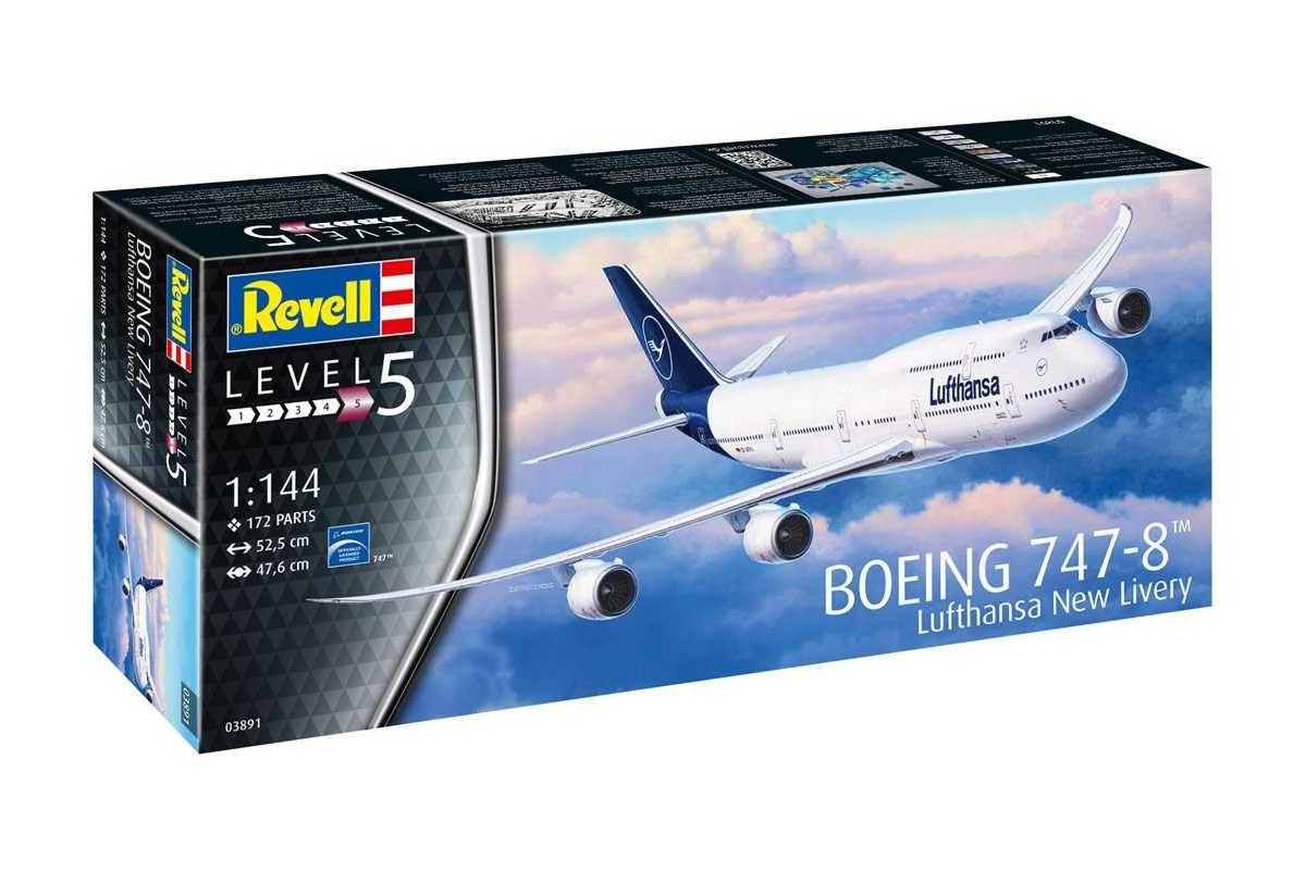 Сглобяем модел, Revell, Самолет Boeing 747-8 Lufthansa, 172 части